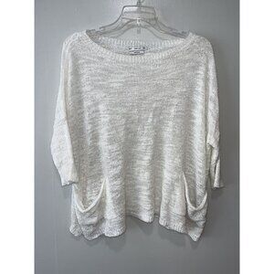 Zara Knit Italian Yarn White Oversized Sweater,‎ Small
